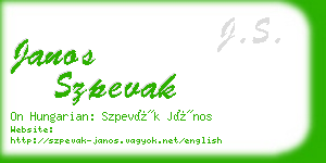 janos szpevak business card